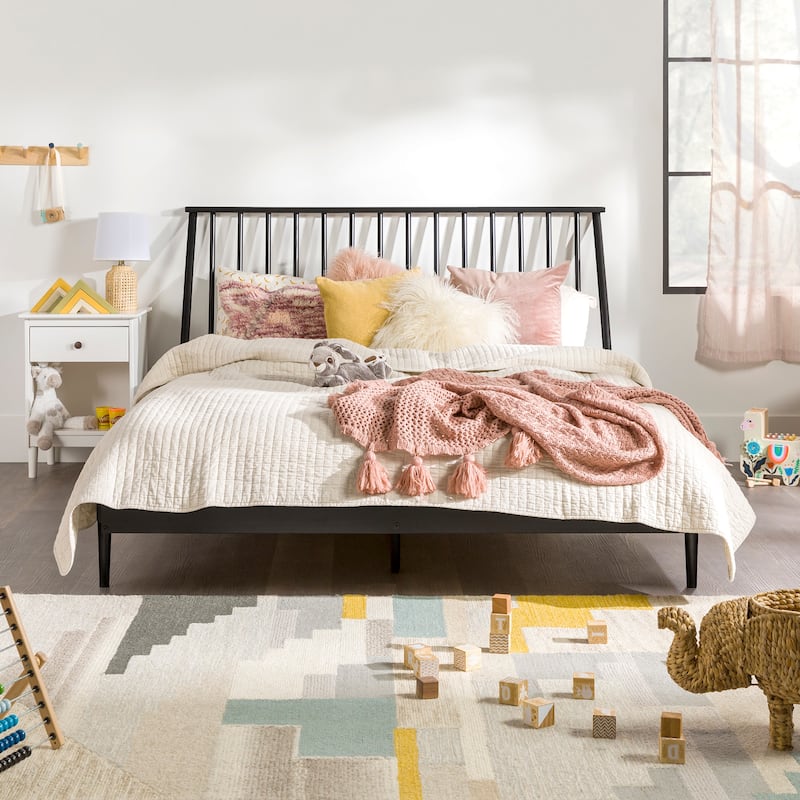 Middlebrook Blaney Solid Wood Spindle Platform Bed - Black - Queen