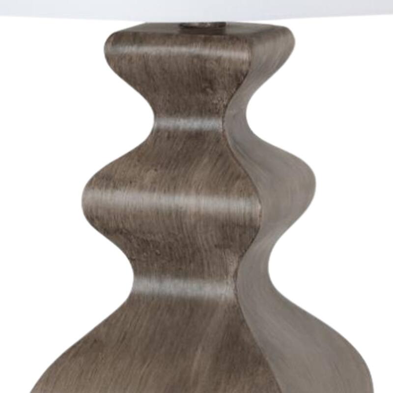 HomeRoots Set of Two 30" Distressed Brown Table Lamp With White Cone Shade - 16' X '30' X '16