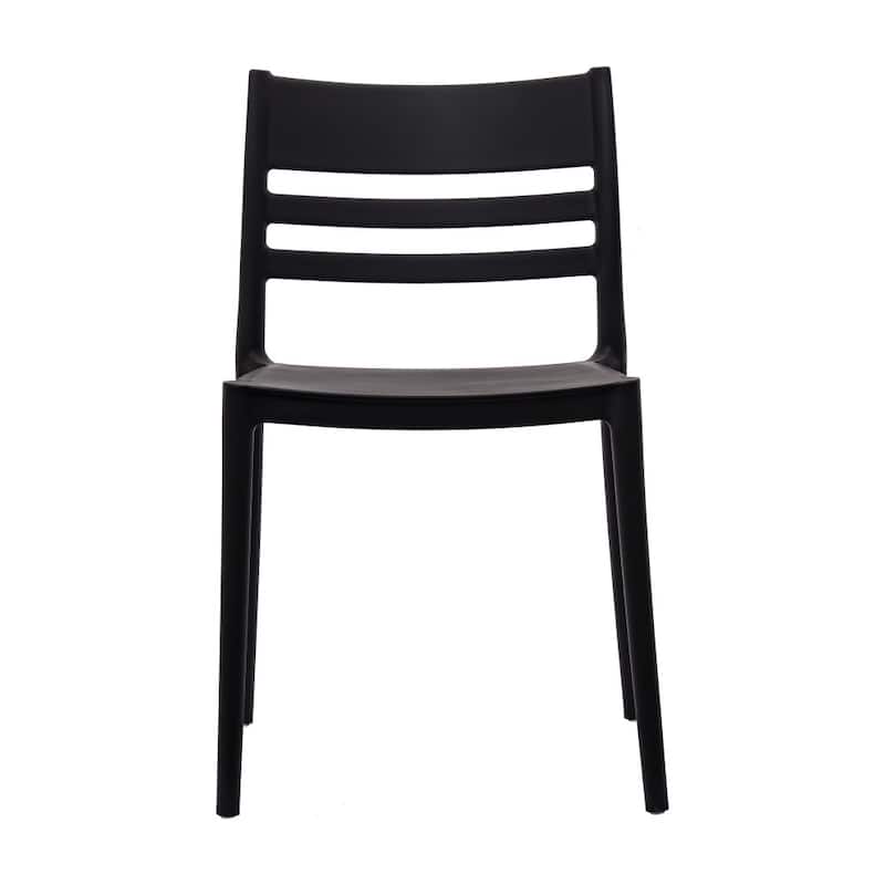 Commercial All-Weather Resin Stack Chair with Slatted Backrest-Set of 2 - 19.75"W x 20.75"D x 31.75"H