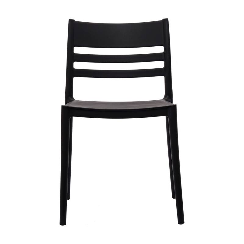 Commercial All-Weather Resin Stack Chair with Slatted Backrest-Set of 4 - 19.75"W x 20.75"D x 31.75"H