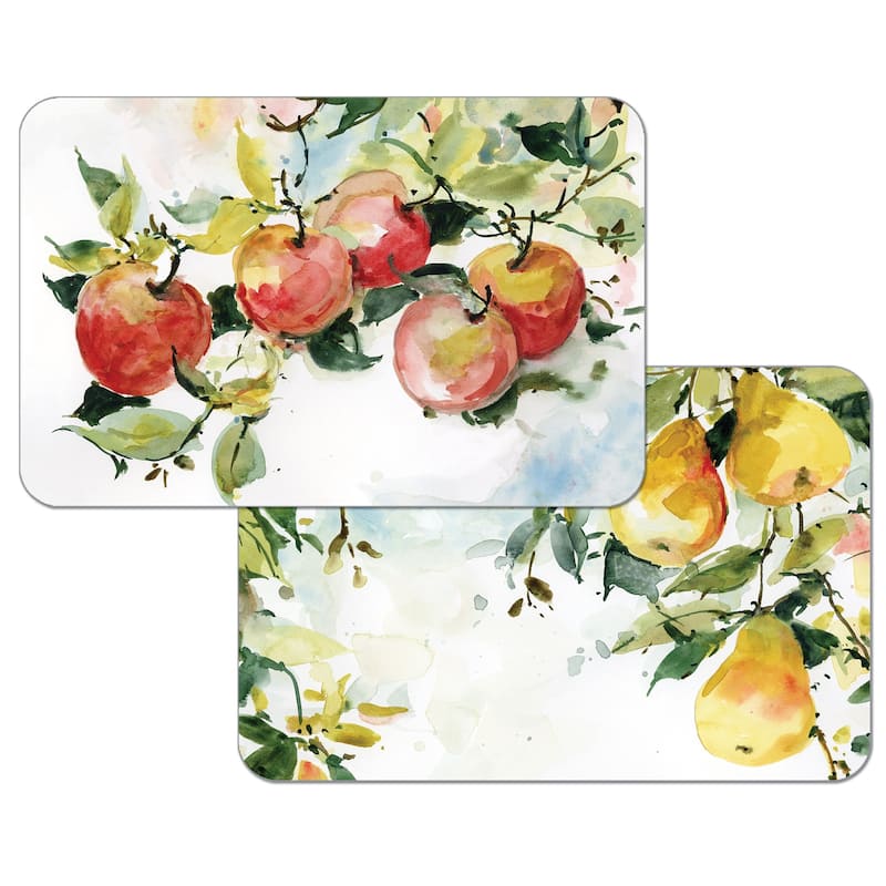 Reversible Wipe-clean Counterart Placemats Set of 4 - Watercolor Fruit