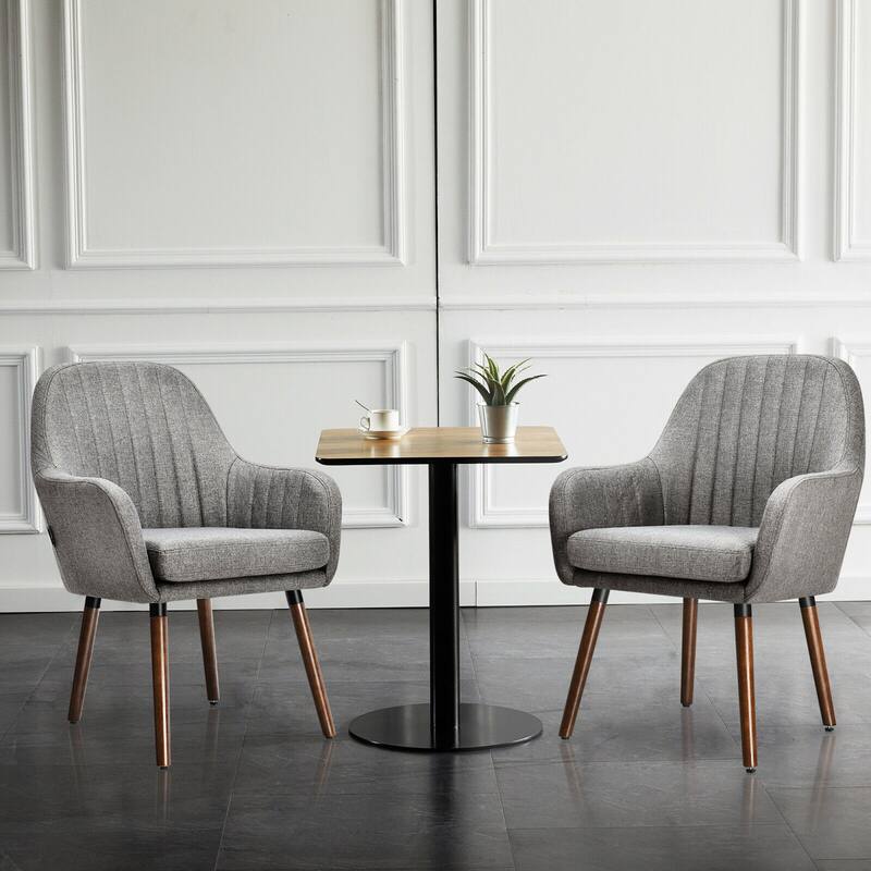 Gymax Set of 4 Accent Chairs Fabric Upholstered Armchairs w/Wooden - 17.5'' x 17.5'' x 3''