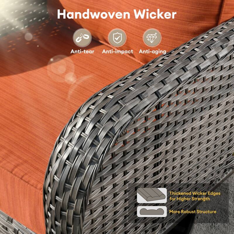 HOOOWOOO 9-piece Grey Wicker Outdoor Fire pit Set with Swivel Chairs