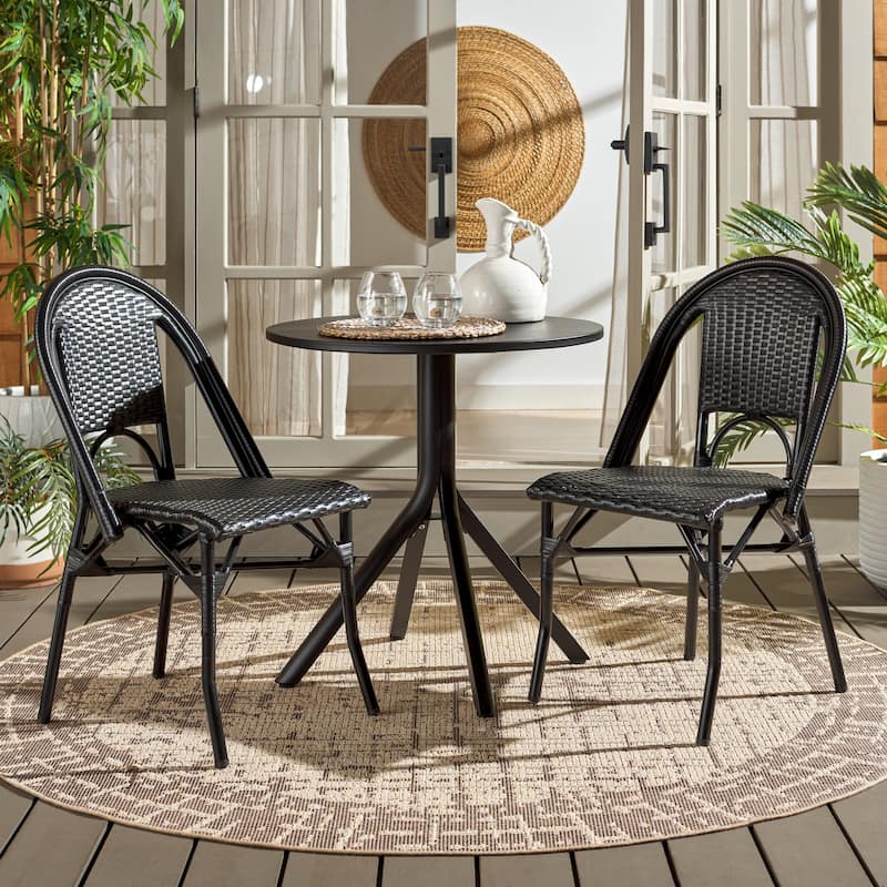 SAFAVIEH Outdoor Patio Furniture Torino Side Chair (Set of 2) - 21"W x 20"D x 33"H - Black