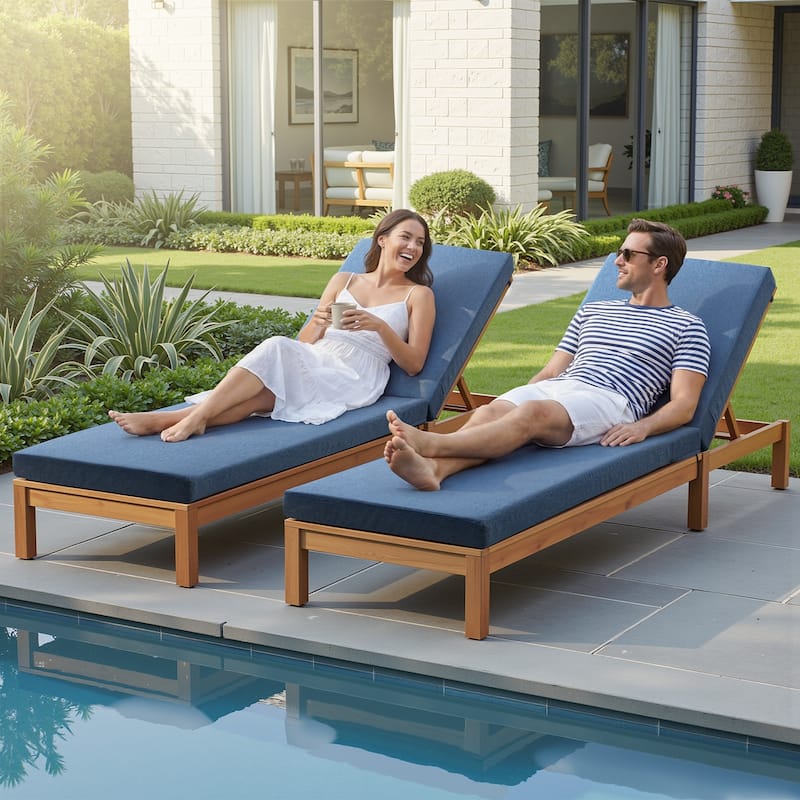 Pocassy 71x22In Outdoor Chaise Lounge Cushions with Zipper