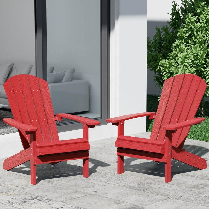 WINSOON All Weather HIPS Outdoor Plastic Adirondack Chairs Set of 2 - Red