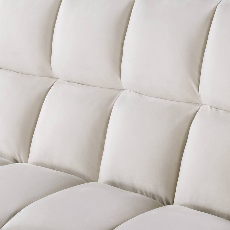 Modern 68" L 3-in-1 Multi-Functional Beige Sleeper Sofa with Iron Frame Pull-Out Loveseat