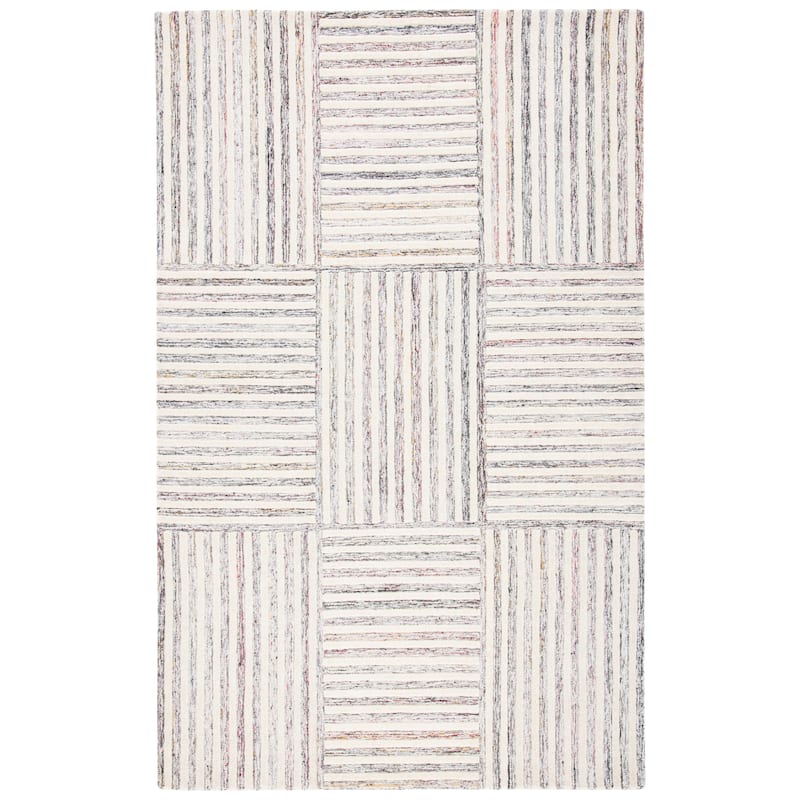 SAFAVIEH Handmade Metro Mavluda Stripe Wool Rug - 6' Square - Red/Ivory