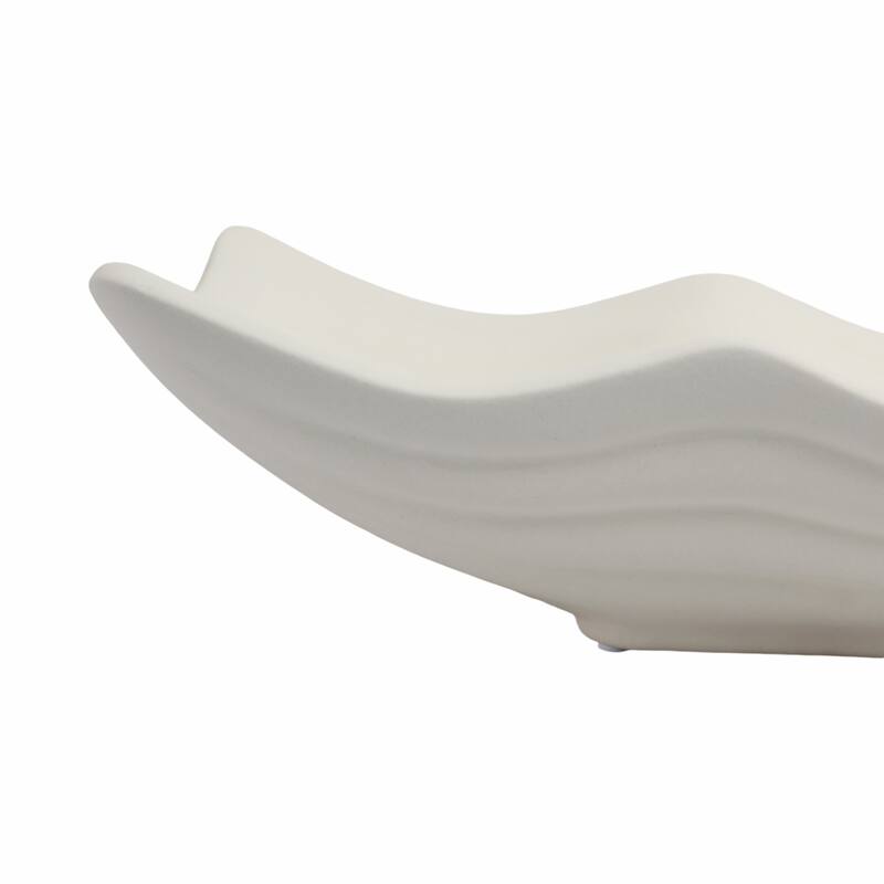 Wavy Porcelain Oversized Decorative Tray - Ivory, 20" - 20.0"