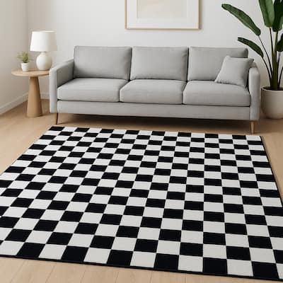 HomeRoots Checkered Modern Rectangle Area Rug - 120 in. x 84 in. x 0.4 in.