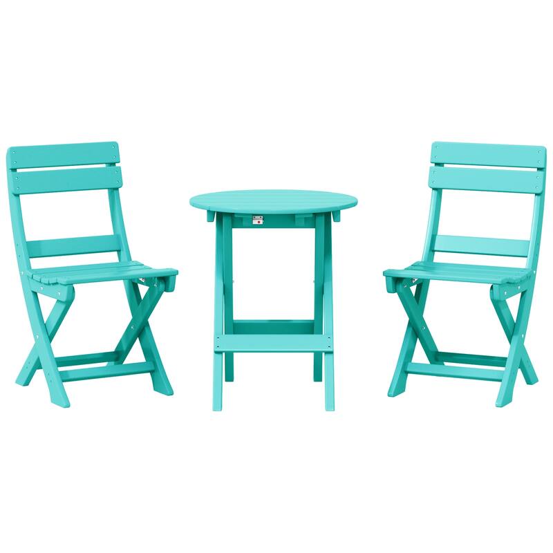 Laguna 3-Piece Folding Dining Set - Turquoise