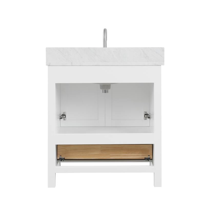 Blossom Geneva 30" Bathroom Vanity with Marble Top, Sink & Mirror