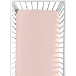 Sweet Jojo Designs Solid Blush Pink Girl Fitted Crib Sheet - Vintage Floral Boho Shabby Chic Rose Flower Farmhouse Collection