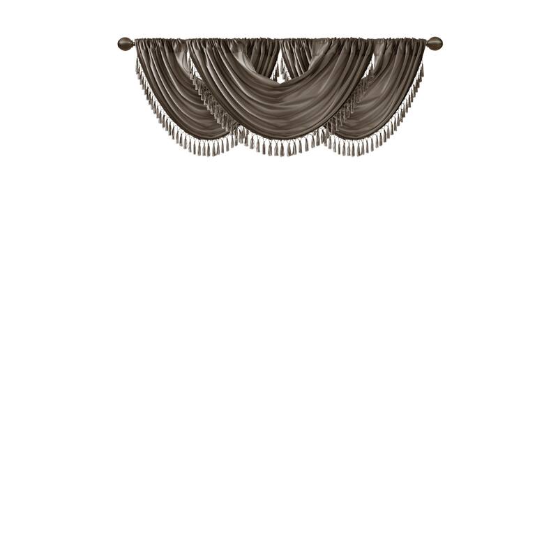 Madison Park Juline Faux Silk Waterfall Embellished Valance - 38 x 46"