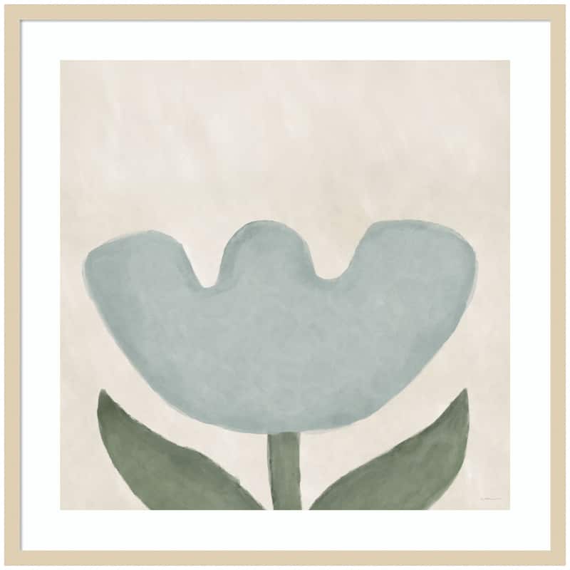 Kate and Laurel Blue Flower by Gabrielly Guedes Framed Wall Art Print - 33x33 - Natural
