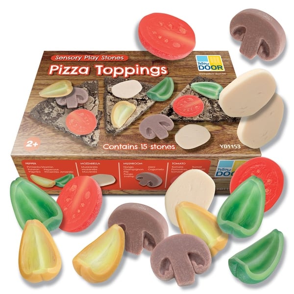 slide 2 of 8, Yellow Door Sensory Play Stones, Pizza Toppings - Multi Multi - Kids
