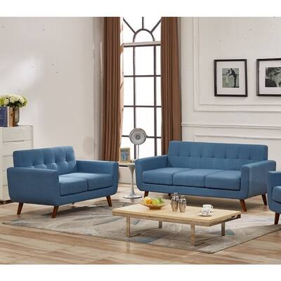 US Pride Furniture Grace Rainbeau Tufted Upholstered Living Room Sofa and Loveseat (Set of 2)