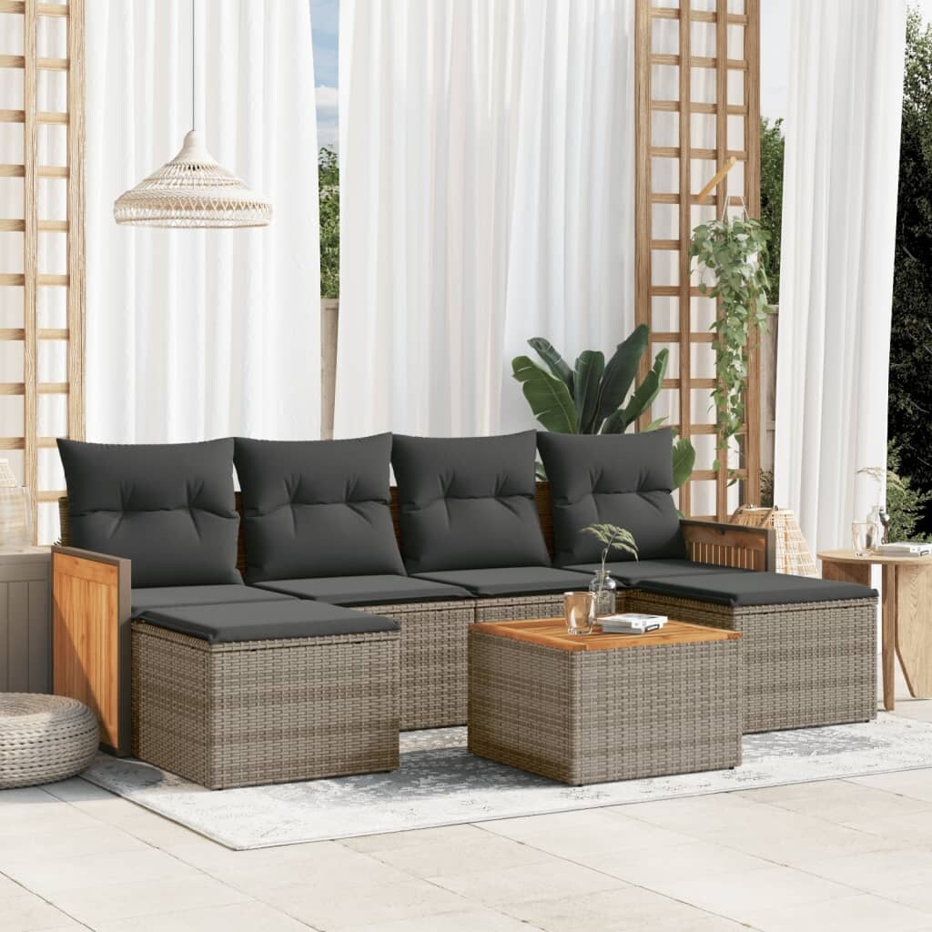 vidaXL Garden Sofa Set Grey PE rattan Medium Adjustable Feet