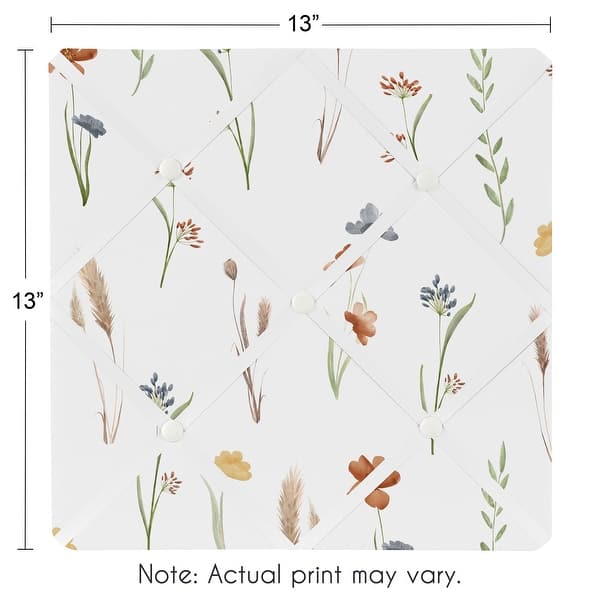 Sweet Jojo Designs Boho Floral Garden Flower Girl 13in. Fabric Memory Photo Bulletin Board Watercolor Bohemian Farmhouse Vintage