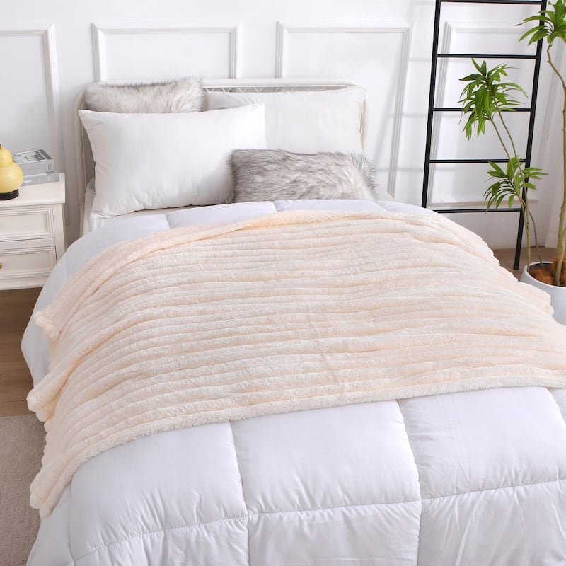 Lightweight Striped Flannel Fleece Blanket