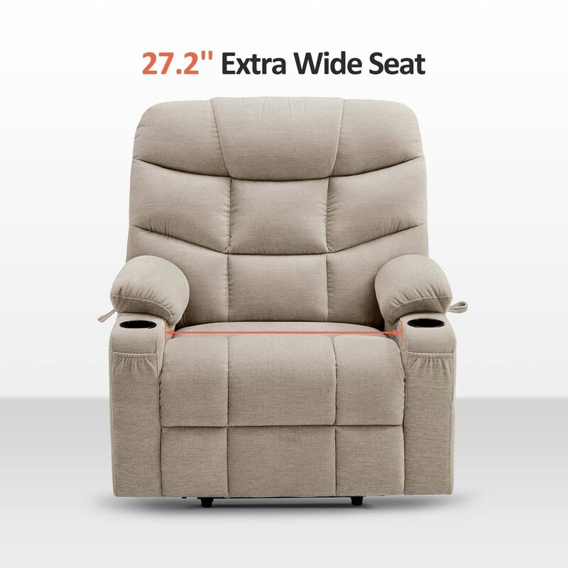 MCombo Wide Power Lift Recliner Chair with Extended Footrest for Big Elderly People, Fabric R7289
