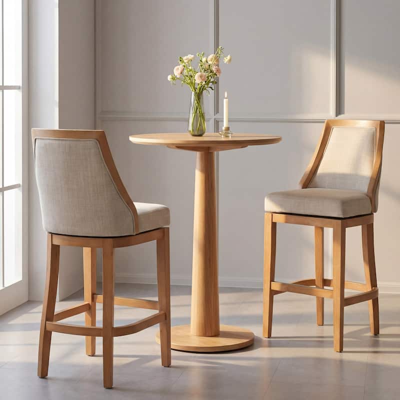 Ellis Bar Stool with Solid Wood Frame and Upholstered Seat and Back