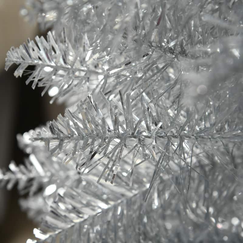 HOMCOM Artificial Pencil Tree - Slim, Realistic Branch Tips, Plastic Stand, Silver