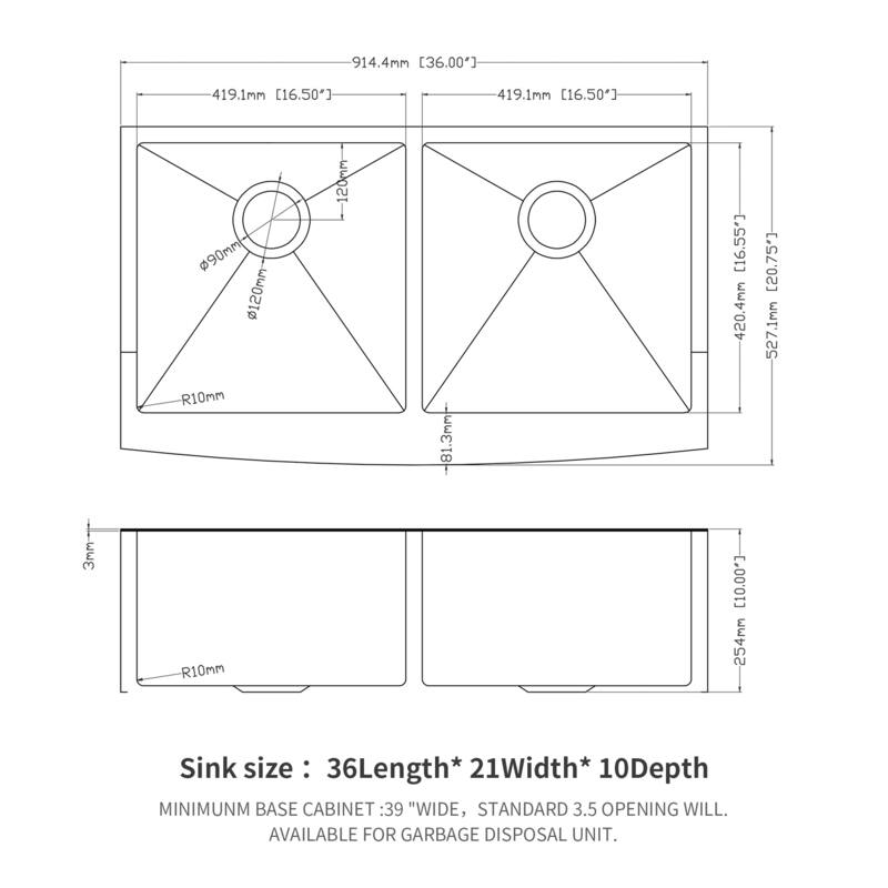 Farmhouse 16 Gauge Double Bowl Stainless Steel Kitchen Sink in Gunmetal Black