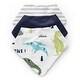 preview thumbnail 1 of 4, Blue and Green Dinosaur Collection Fabric Bandana Baby Bibs (3 Pack Set) - Grey Modern Boho Mod Dinosaurs