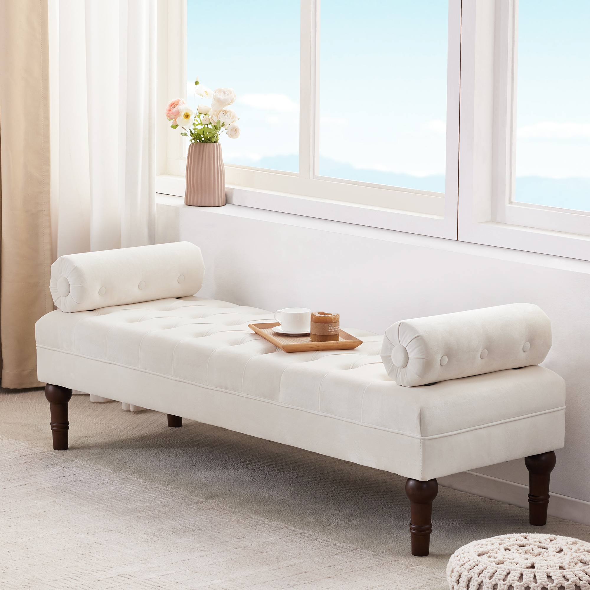 Blue upholstered discount bench