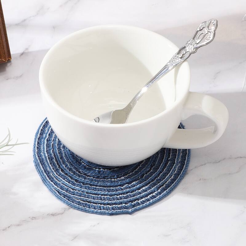 6pcs Round Braided Placemats Non-Slip Washable Round Table Mats