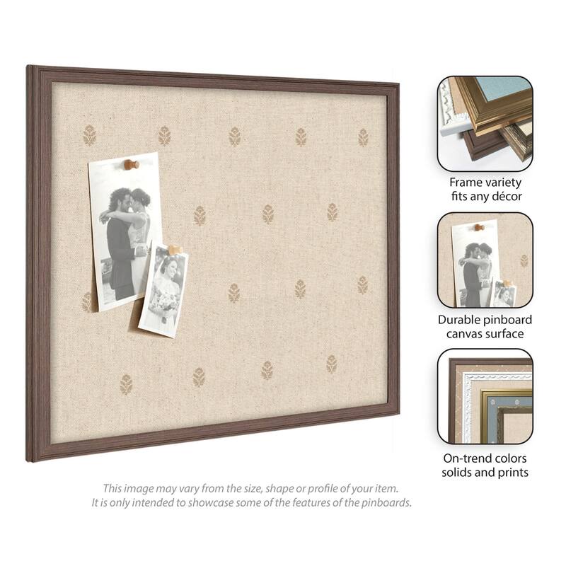 Kate and Laurel Pinboard Beige Botanical Block Print