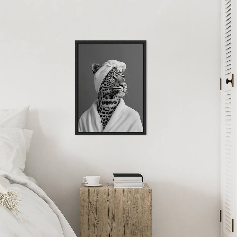 Lady Leopard Spa Day by Niky Rahner Framed Canvas Wall Art