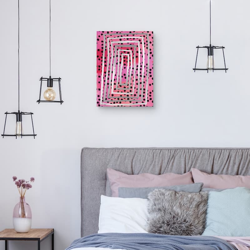 Dot Maze Pink Canvas Art Print