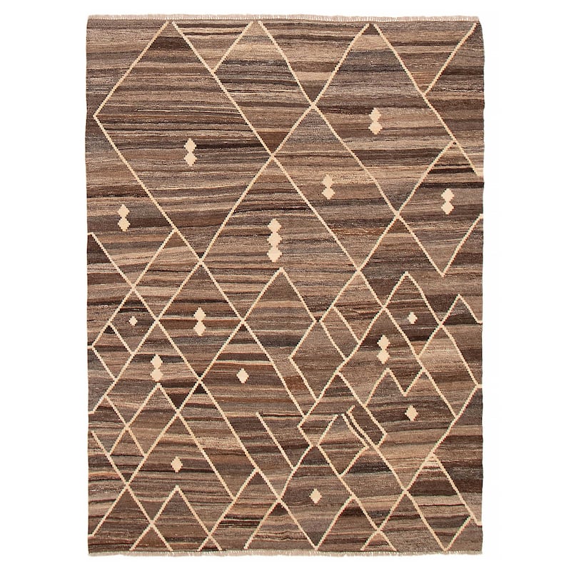Sivas Brown Kilim 5'11" x 7'10" - 5'11 x 7'10 - Dark Brown - 5'11 x 7'10
