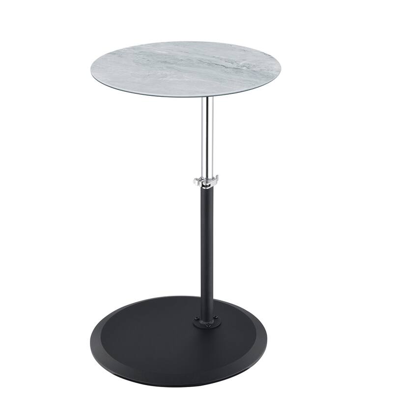 End Table with Height Adjustable Marble Textured Top - Grey