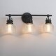 preview thumbnail 8 of 11, 24 in. 3-Light Black Bathroom Vanity Light with Clear Prismatic Glass Shade