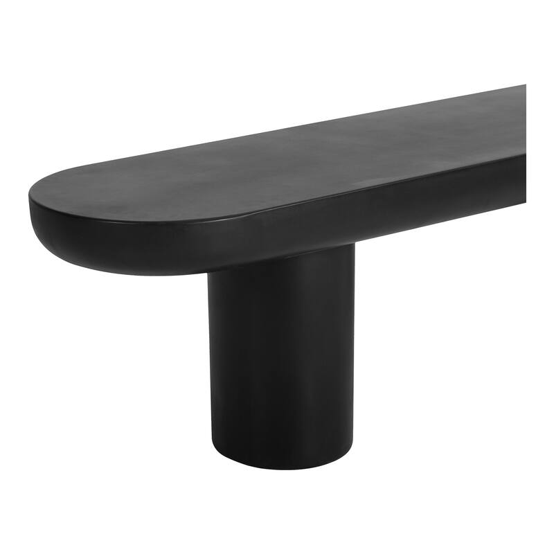 NADAAL STUDIOS Fenton Bench, Fiber-Reinforced Concrete Seat, Iron Frame, Black, Seats 3