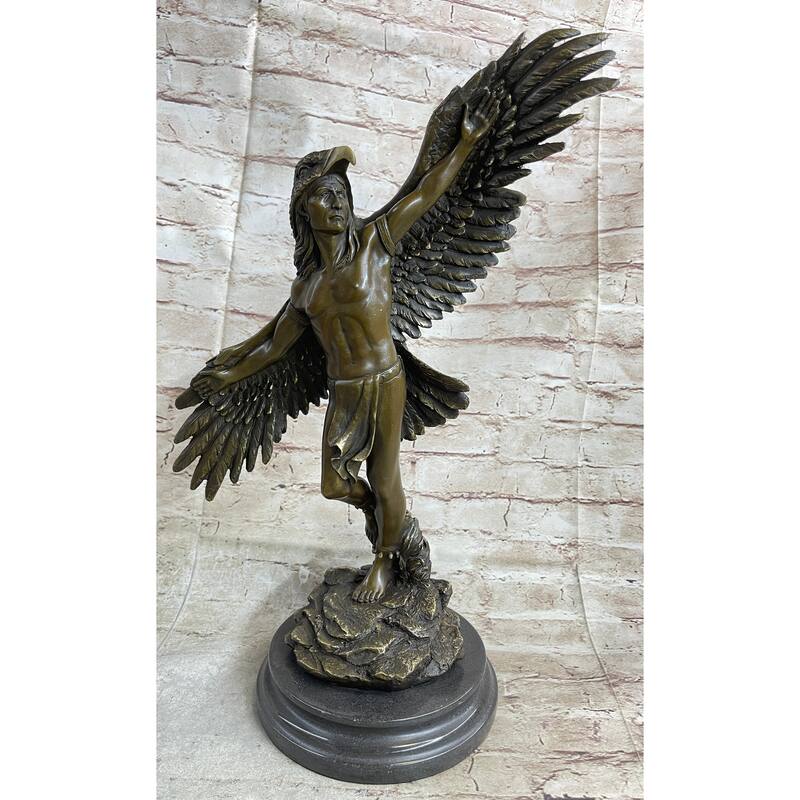 Winged Native American Indian Eagle Bird Art Legend Shaman Bronze Marble Base