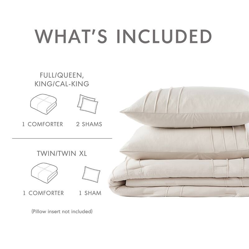 Chelsea Square Evans Pinch Pleated Soft Washed Boho Comforter Set