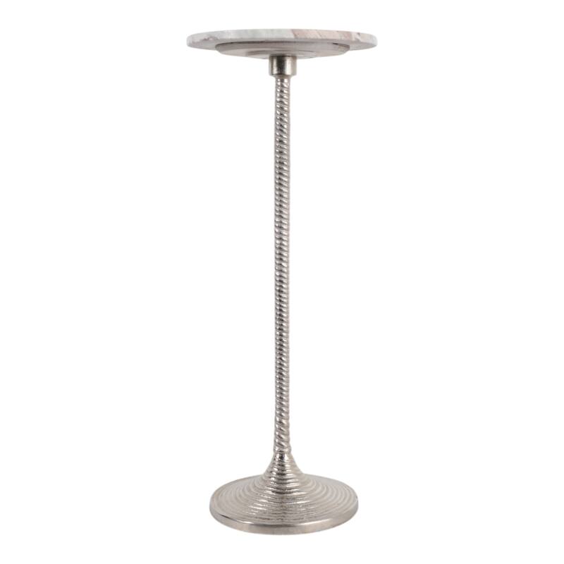 Metal and Stone Accent Table with Aluminum Base - Modern Stylish Side Table for Home Decor