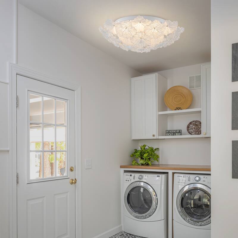 LED Flush Mount Ceiling Light with Clear and Frosted Glass Petal Design
