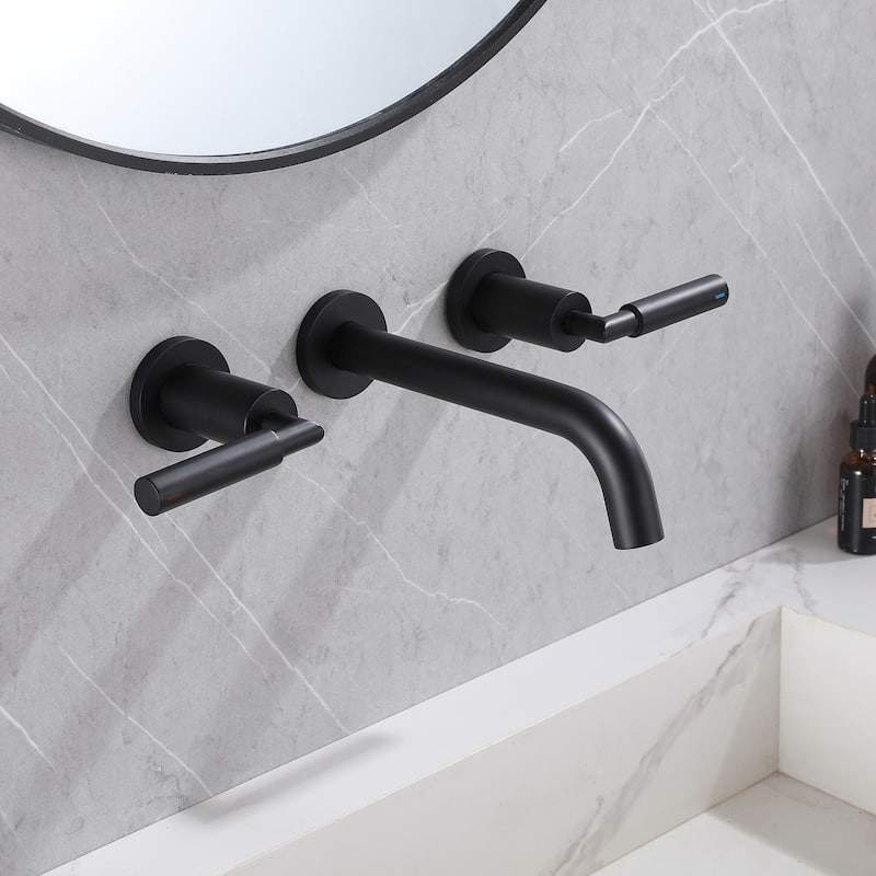Wall Mount Bathroom Faucet 2 Handle Bathroom Sink Faucets 3 Hole Luxury Modern Mixer Taps With Valve