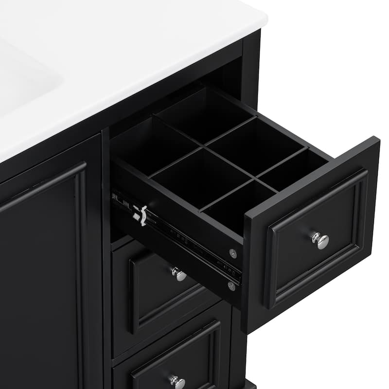 Roomfitters 36" Transitional Bathroom Vanity with Ceramic Sink, 2 Soft-Close Doors, Adjustable Shelf and 3 Drawers