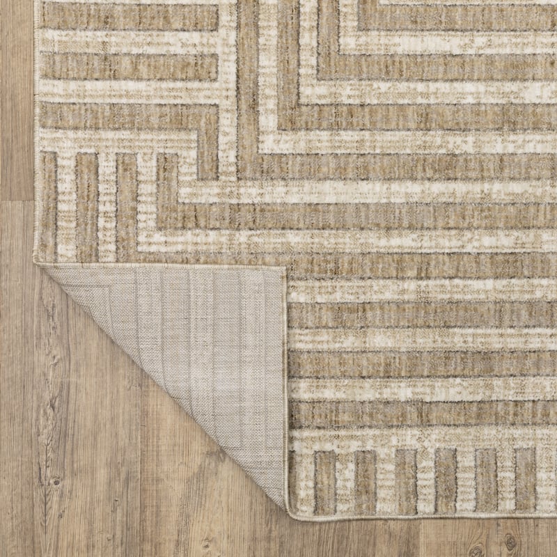 Hansel Geometric Maze Beige/ Ivory Area Rug