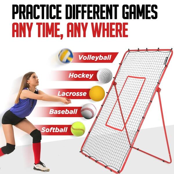 Zealfeel 4x7FT Lacrosse Rebounder with 5 Angles, Target Strip