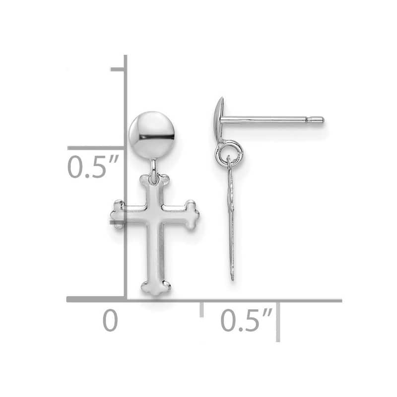 Curata 14k White Gold Polished Cross Post Dangel Earrings - 16.5x7.5mm
