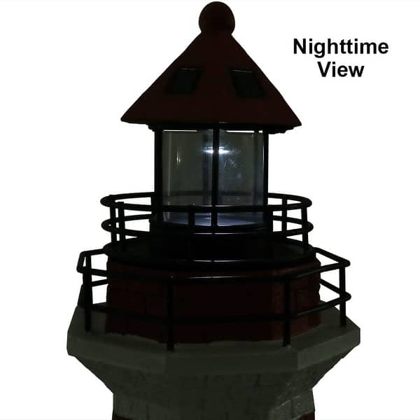 Shop Sunnydaze Red Horizontal Stripe Solar Led Lighthouse Outdoor