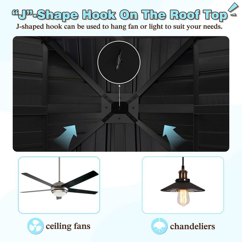 VEIKOUS Aluminum Double Hardtop Gazebo Pergola for Patio, Lawn, and Garden with Removable Netting