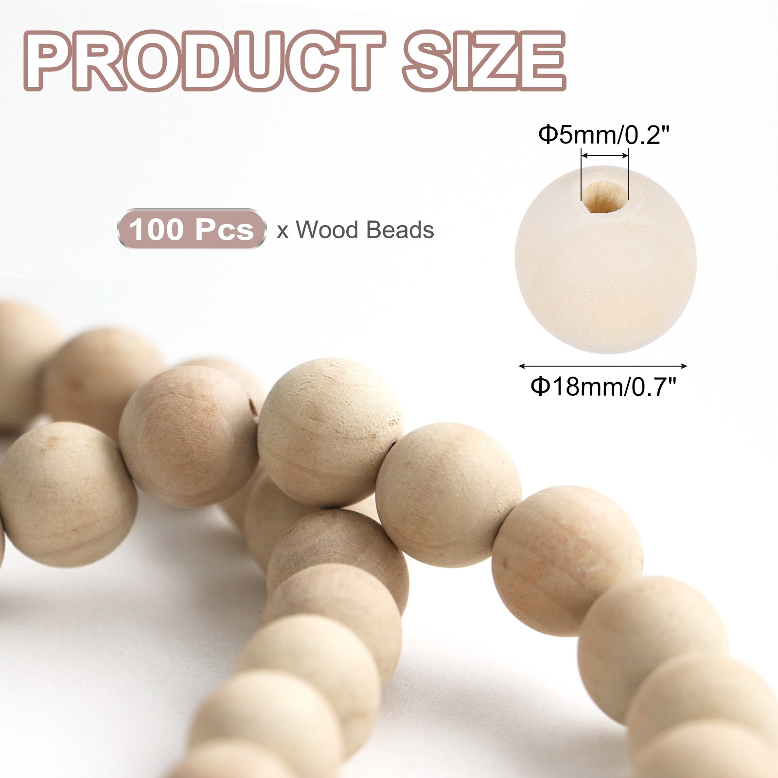 200Pcs 6mm Wood Beads, Unfinished Wooden Natural Beads Wood Spacer Beads